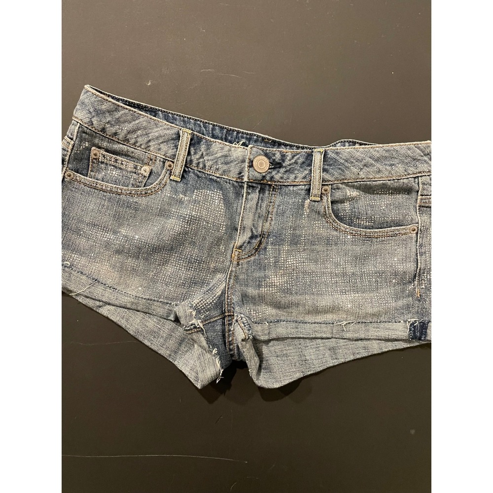 American Eagle Outfitters Women's Denim Shorts Sequins Sparkle Blue Size 8